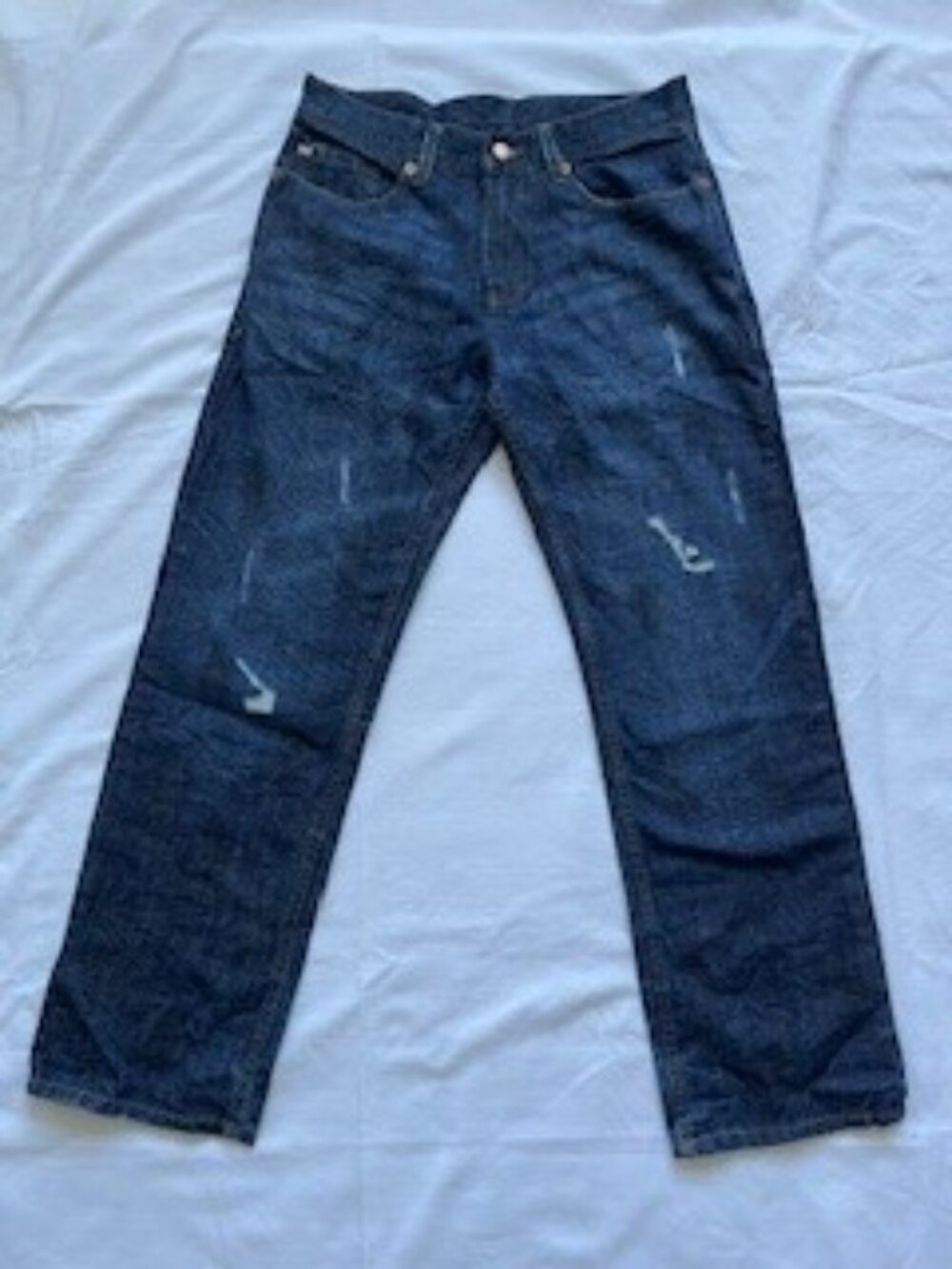 Armani Exchange Men's straight leg dark distressed denim jeans size 32